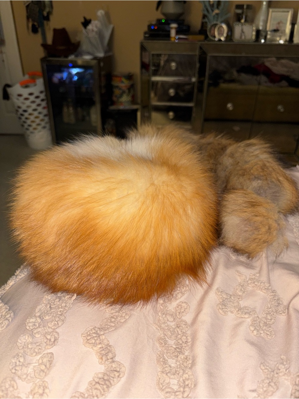 Women Fox Fur Trapper Hat Winter Natural Fur Hat with Tail - Picture 4 of 11